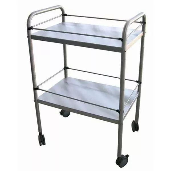 Guéridon inox 2 plateaux 70 x 50 x 80 cm