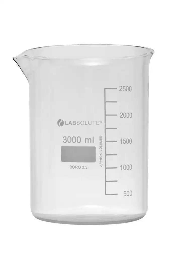 BECHER A BEC FORME BASSE VERRE BOROSILICATE GRADUE 3L - X4
