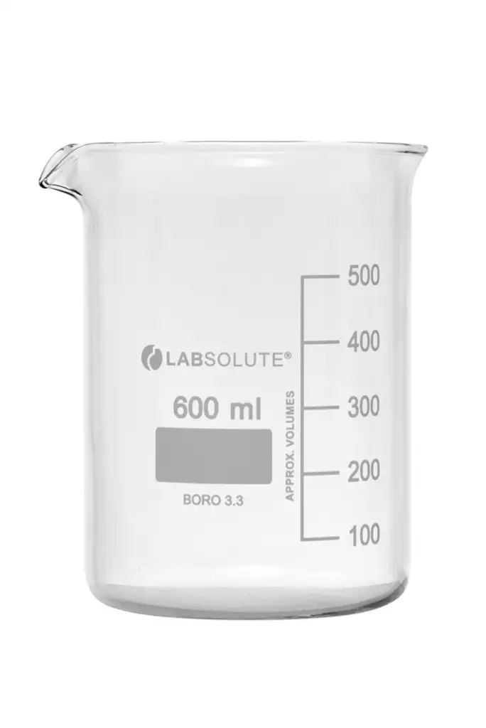 BECHER A BEC FORME BASSE VERRE BOROSILICATE GRADUE 600ML X10