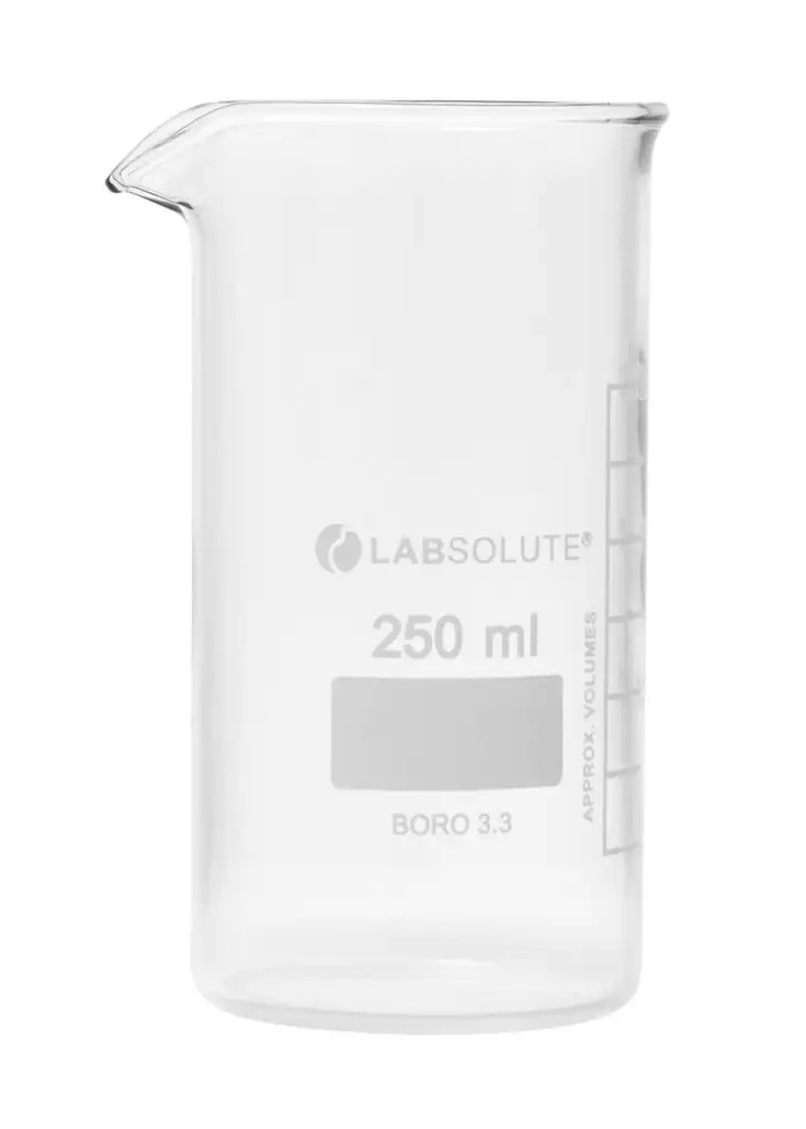 BECHER A BEC FORME HAUTE VERRE BOROSILICATE GRADUE 250ML X10