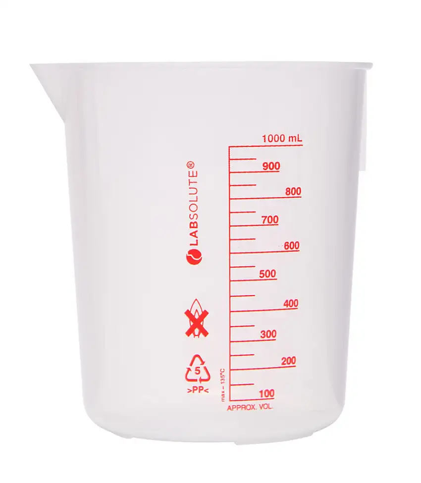 BECHER A BEC GRADUE ROUGE PP FORME BASSE 1L