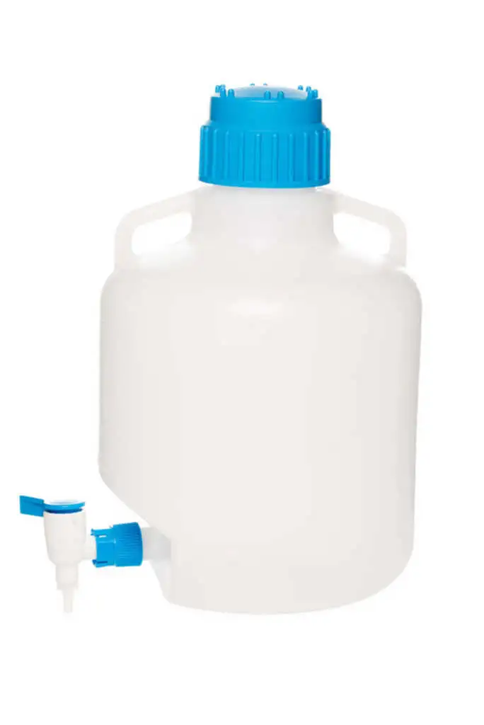 BONBONNE EN LDPE + ROBINET + BOUCHON EN PP POIGNEES CAP.20L