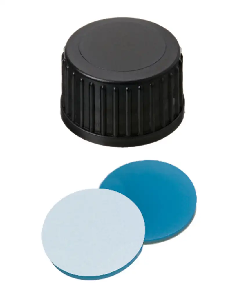 BOUCHON A VIS PP NOIR PLEIN DN18 SILICONE/PTFE - X1000