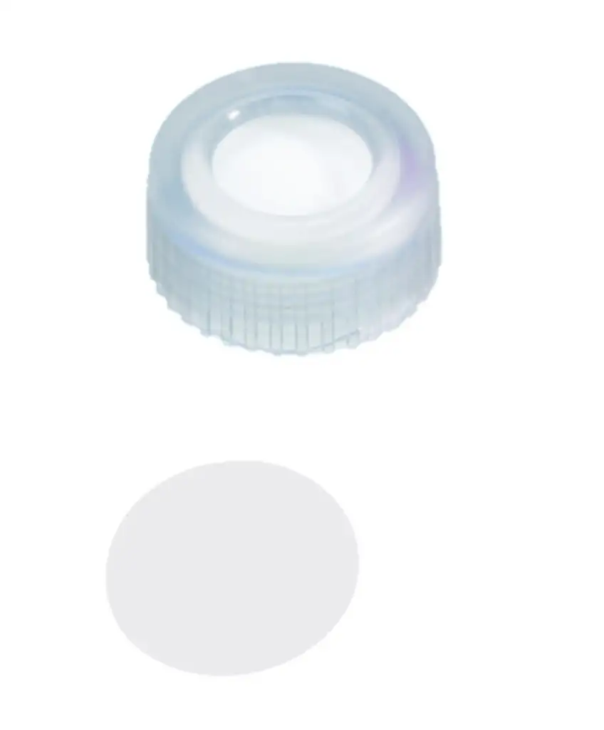 BOUCHON A VIS PP TRANSP.1 TROU DN9 PTFE VIERGE - PACK DE 100