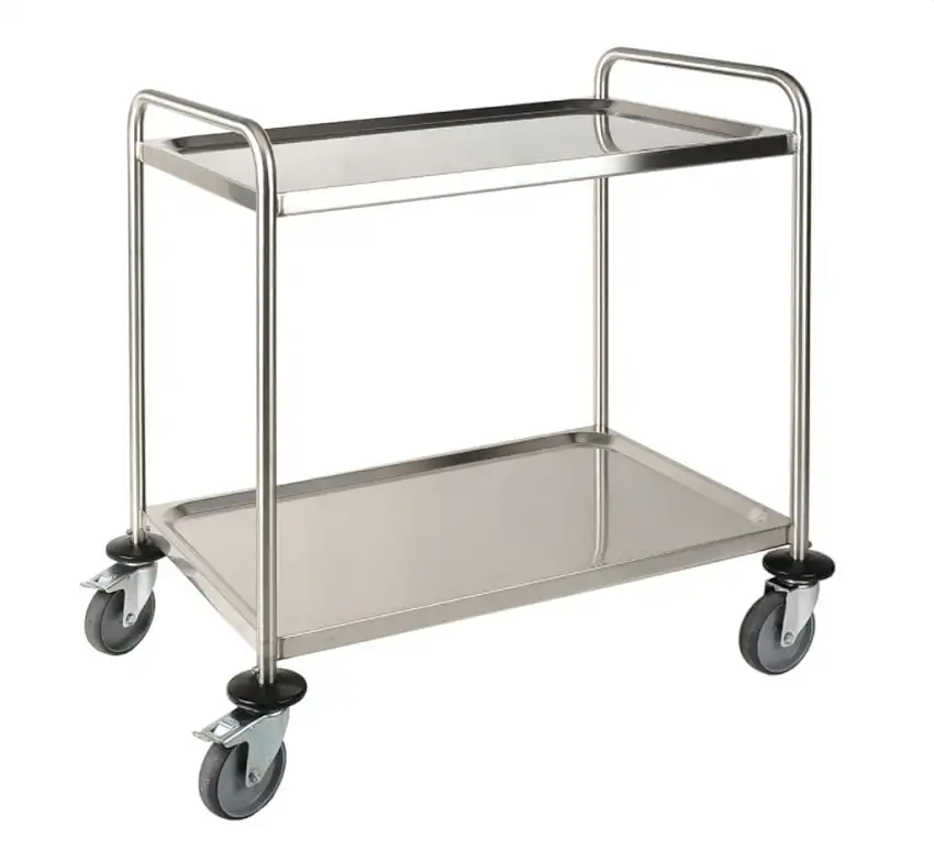 CHARIOT DE LABORATOIRE INOX 2 PLATEAUX 900X600X940MM