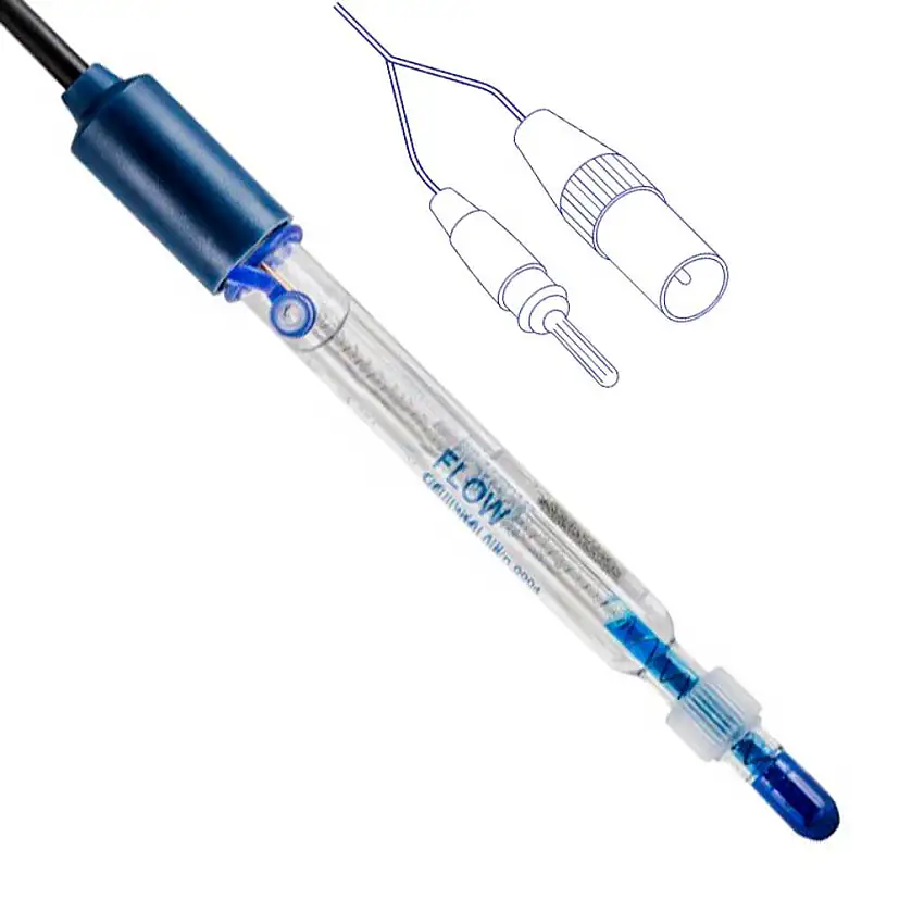 ELECTRODE PH FLOW EN VERRE + TEMP. - DIN/4MM