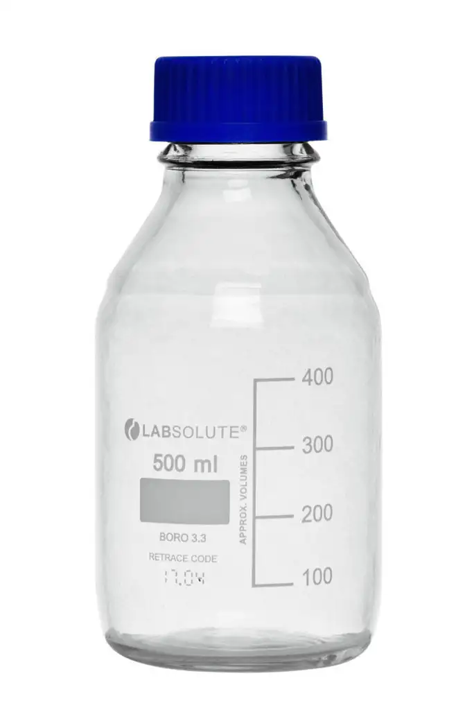 FLACON VERRE CLAIR GL45 AVEC REVETEMENT + BOUCHON 500ML