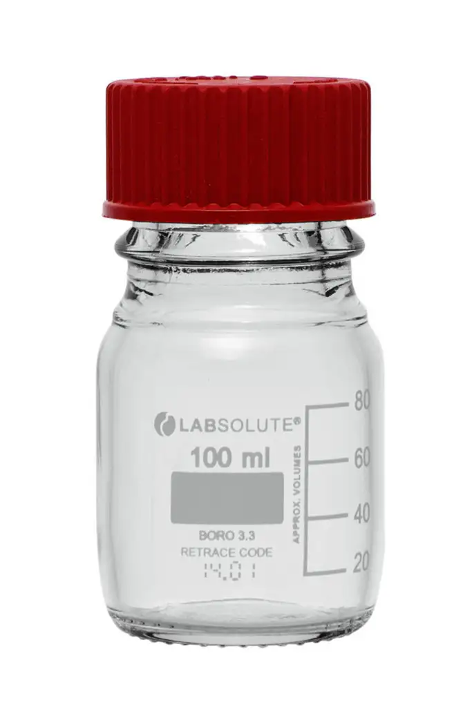 FLACON VERRE CLAIR GL45 BOUCH/ BAGUE PBT + JOINT 100ML X10