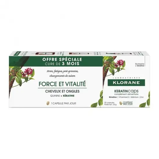 Klorane keratincaps force & vitalité cheveux et ongles 90 capsules