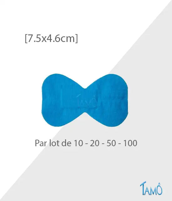 20 PAPILLONS DETECTABLES - Support tissé coton bleu 7.5 x 4.6 cm