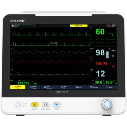 Moniteur de signes vitaux vétérinaire Bionet Brio X5VET (ECG, Resp, SpO2, NIBP, 2xTemp, 4xIBP)