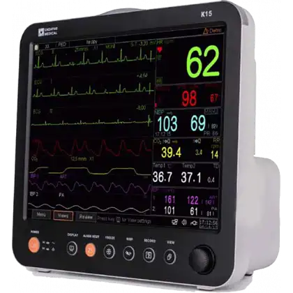 Moniteur patient multiparamétrique Gima K15 tactile (PNI, SpO2, Temp, Resp. et ECG)