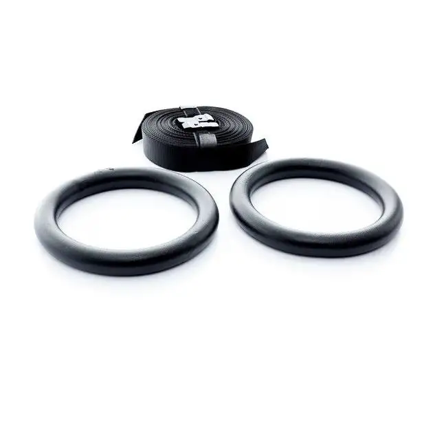 Ensemble d'anneaux de gymnastique en acier noir Muscle Power