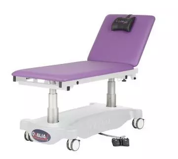 Divan d’examen à hauteur variable électrique 2 parties Carina Ovalia OV2-06 Avec roulettes 125mm à frein et commande par pédale