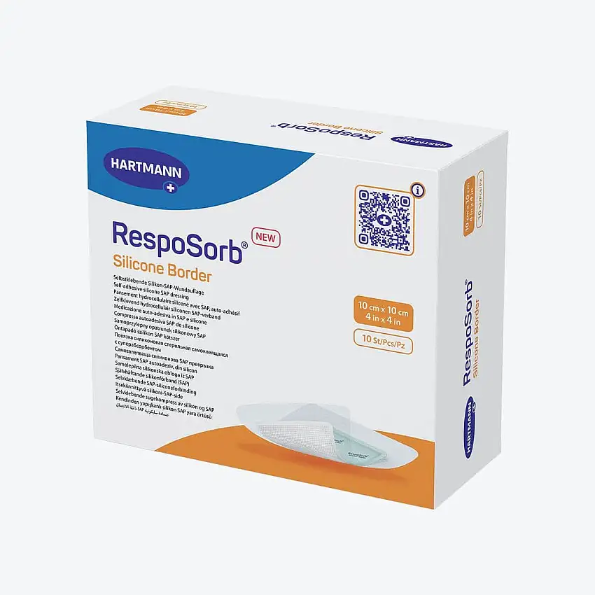 Pansement hydrocellulaire - RespoSorb Silicone Border - 10 x 10 cm - Par 10 - Hartmann