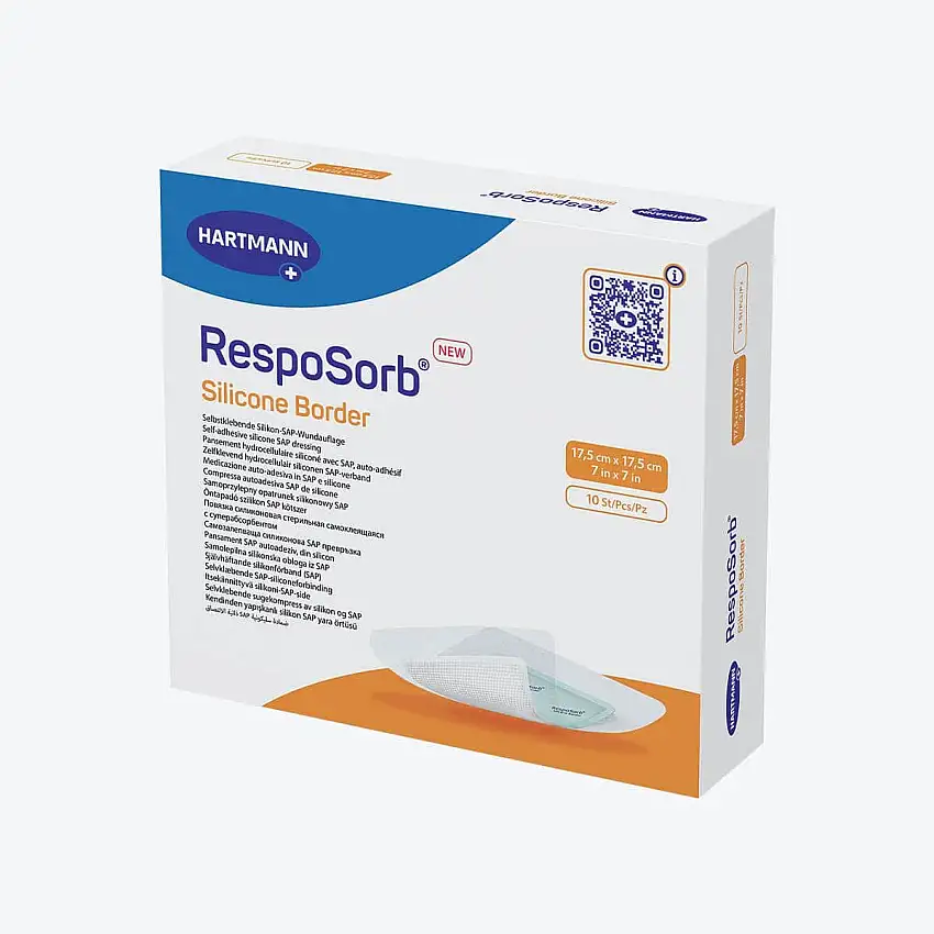 Pansement hydrocellulaire - RespoSorb Silicone Border - 17,5 x 17,5 cm - Par 10 - Hartmann