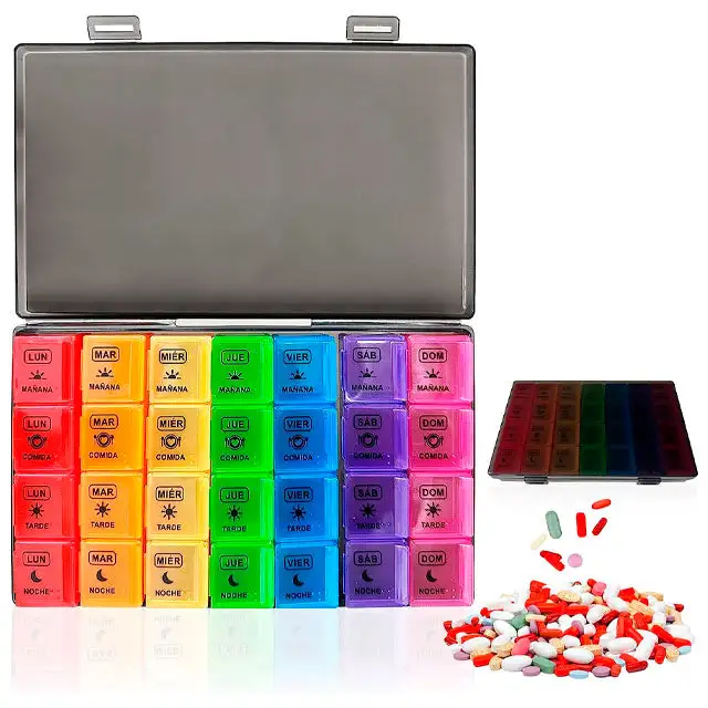 Boîte à pilules hebdomadaire 4 prises avec étui de protection