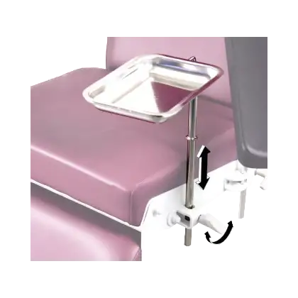 Plateau à instruments avec support pour fauteuil de prélèvement à hauteur variable Promotal