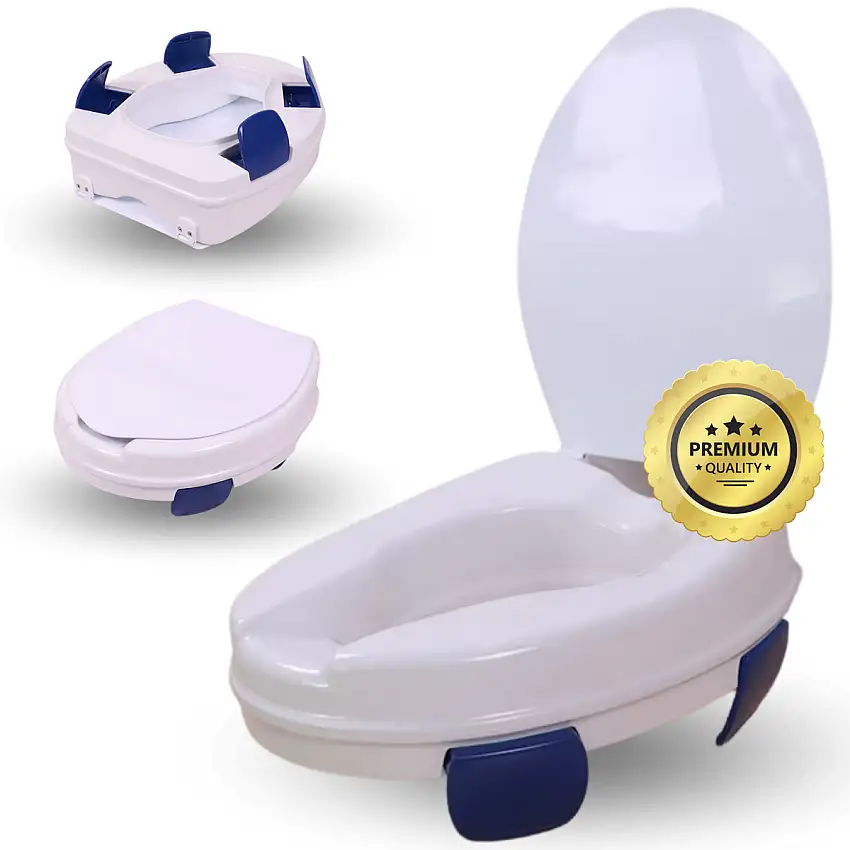 Élévateur WC Adulte 11cm | Rehausseur WC Orthopédique 4 Clips