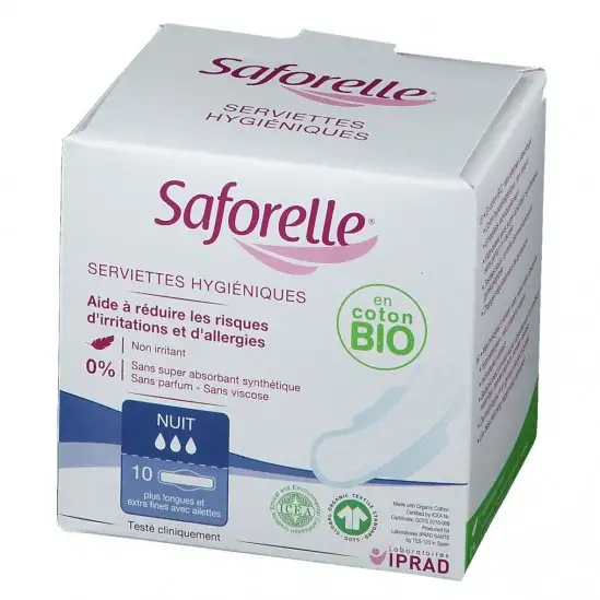 Saforelle serviettes hygiéniques nuit boîte de 10
