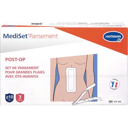 Set de pansements stérile pour grandes plaies Hartmann Mediset Post-Op avec ôte-agrafes