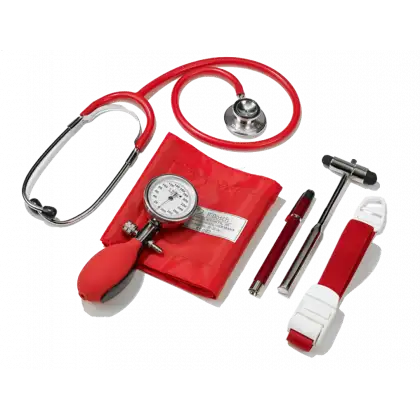 Set Diagnostic complet (tensiometre, stethoscope, marteau de Buck, garrot, lampe-stylo)
