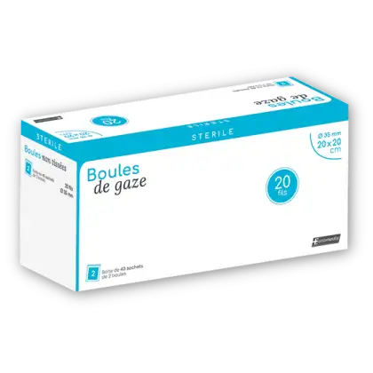 Tampons de boule de gaze en sachets stériles (boite de 25 ou 40)