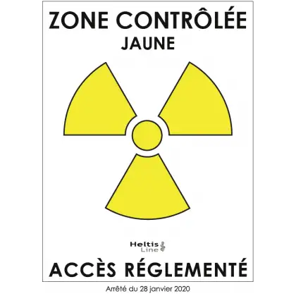 Trèfle signalisation jaune "zone contrôlée règlementée" adhésif