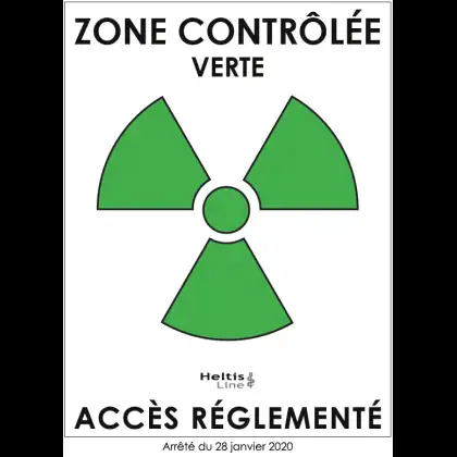 Trèfle signalisation vert "zone contrôlée" adhésif
