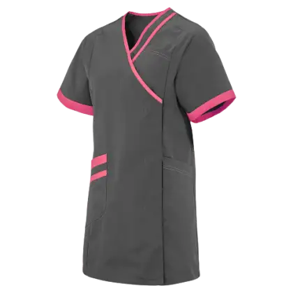 Tunique médicale femme Lafont Lilée (gris charcoal et rose)