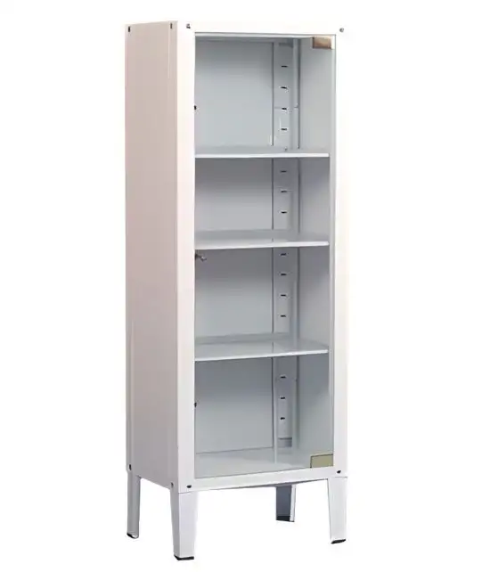 Vitrine porte blanc 145 x 53 x 35 cm 3 étagères, clef