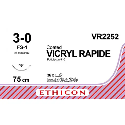 Fil de Suture Résorbable VICRYL™ RAPIDE - 2/0 / T3/8 19 mm 75 cm Incolore