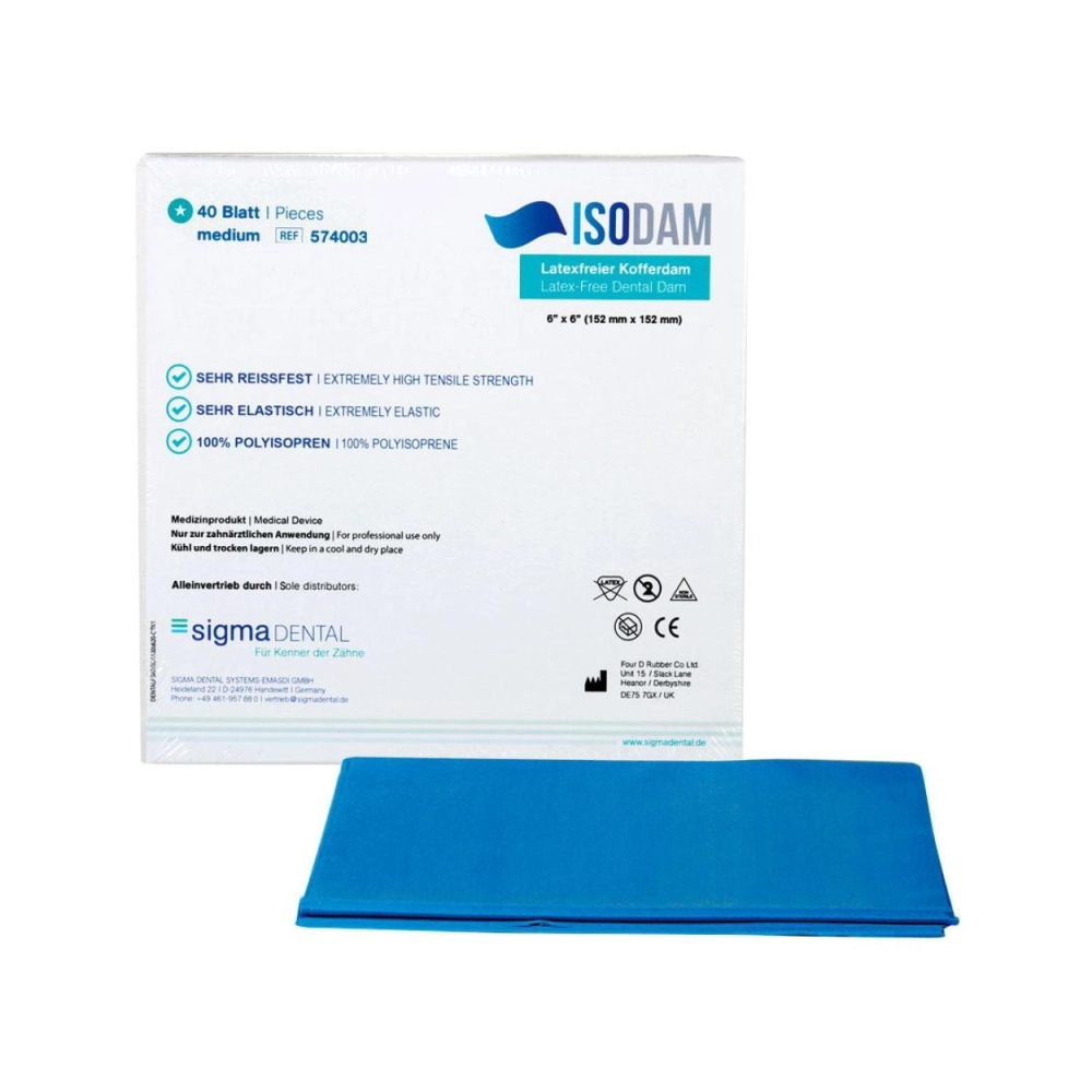 Sigma Dental Isodam Medium 6"x6" (Non Latex) 40 carrés