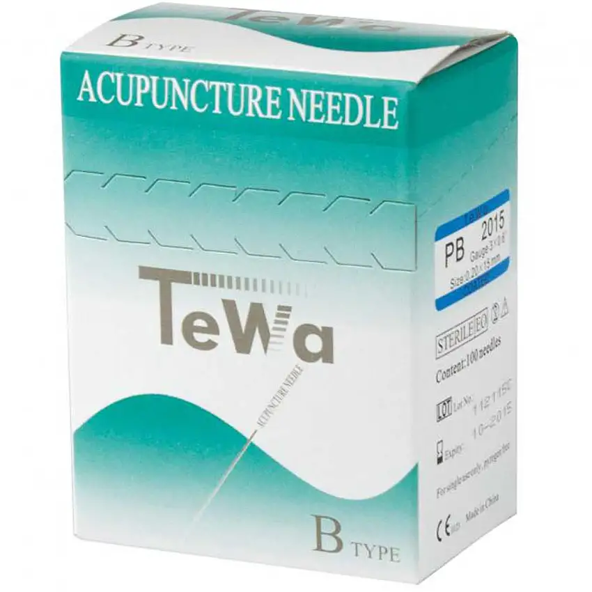 TeWa Aiguilles d’acupuncture sans tube guide Type PB plastique, 0,2 x 15 mm