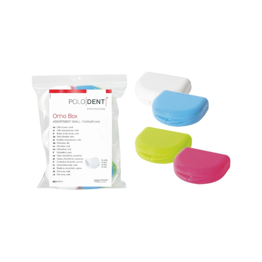 PoloDent Boîtes d'orthodontie small 74x64x28 mm assortiment 12 pcs