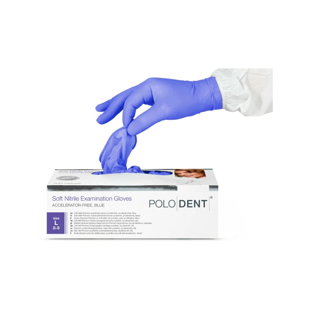 PoloDent Soft Nitrile sans accélérateur bleu large 100 pcs