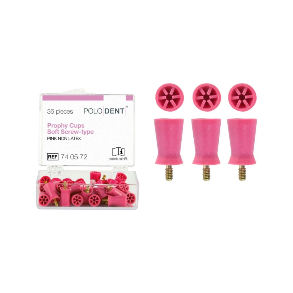 PoloDent Cupules à polir Non Latex rose souple Screw-type 36 pcs