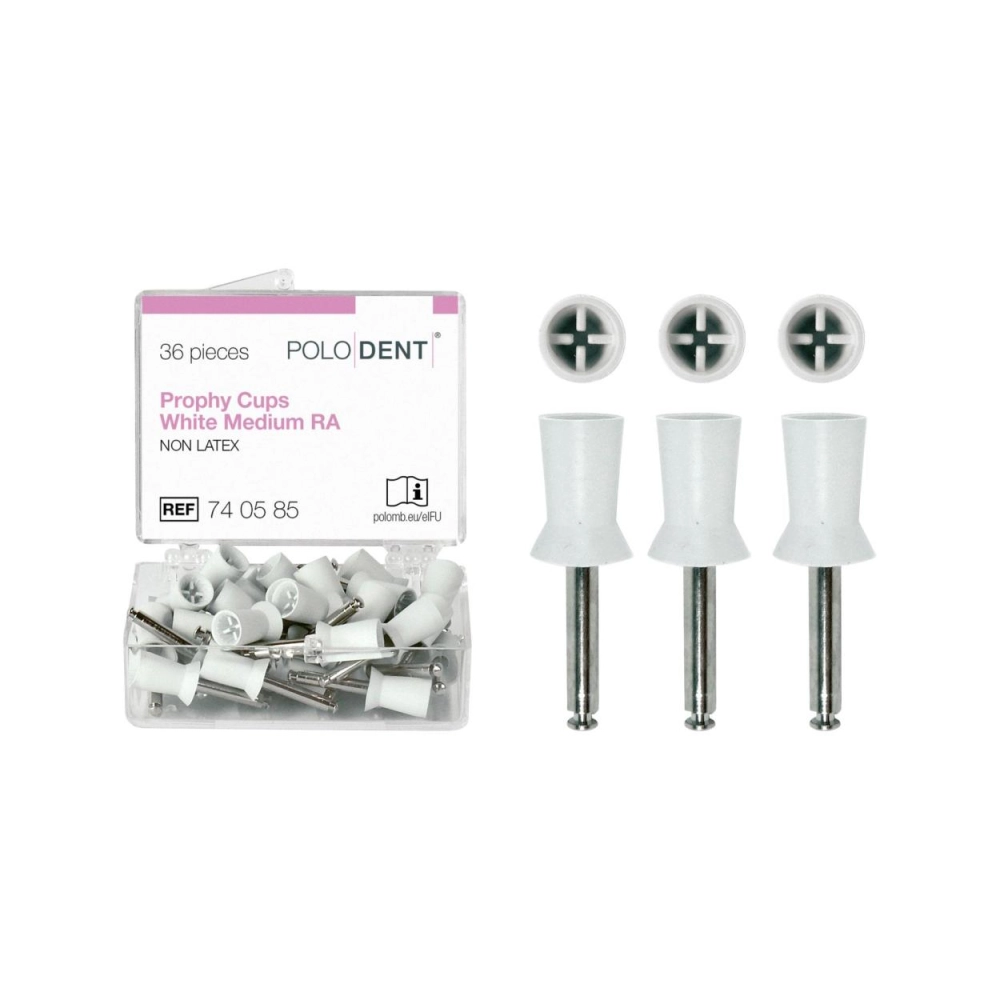 PoloDent Cupules à polir Non Latex Blanc, Medium CA 36 pcs