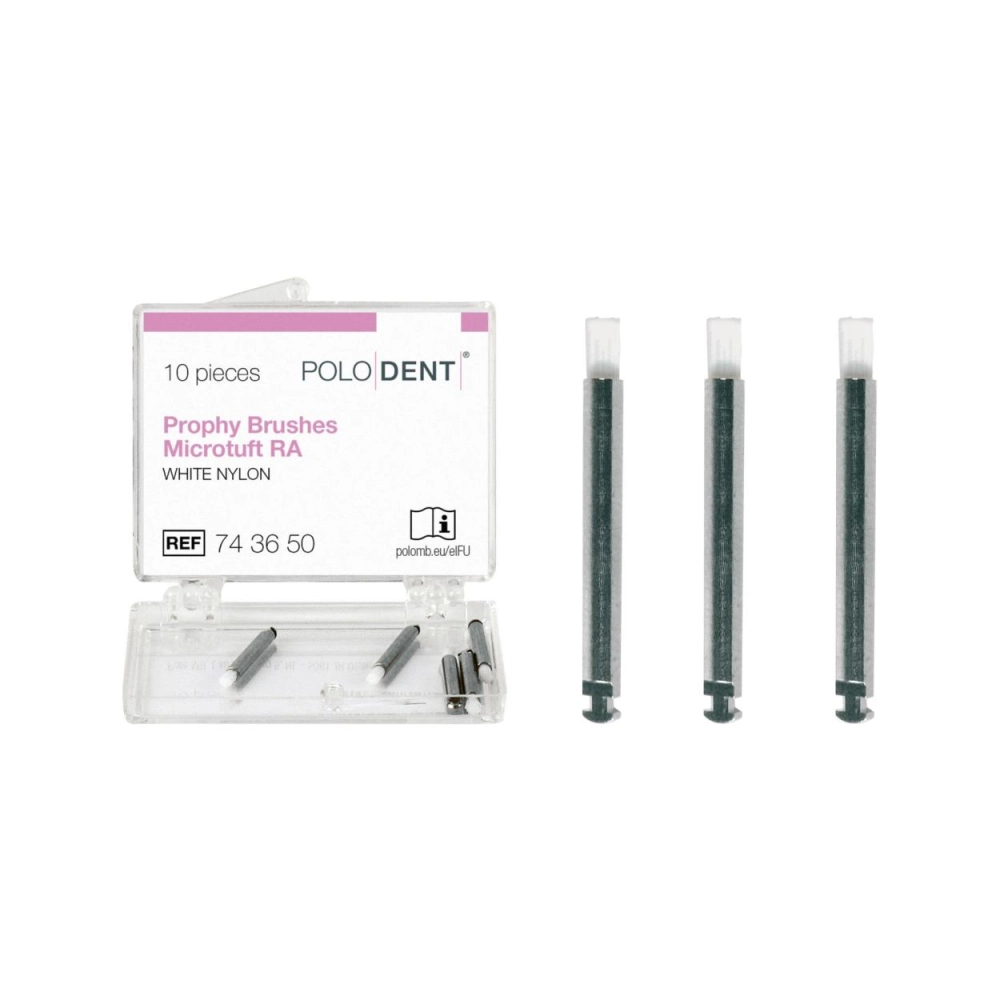 PoloDent Brossettes à polir microtuft blanc nylon CA 10 pcs