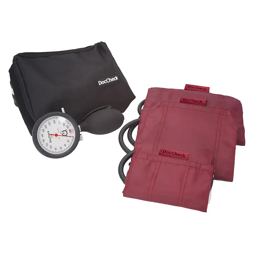 DocCheck Tools Tensiomètre à tuyau unique « Pffft » Rouge bordeaux