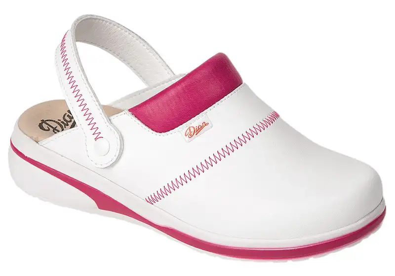 Sabot médical femme blanc et fuchsia avec semelle anatomique