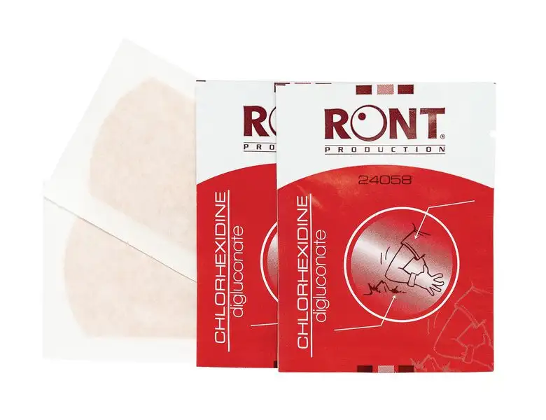 Pochette 2 serviettes chlorhexidine et 2 pansements
