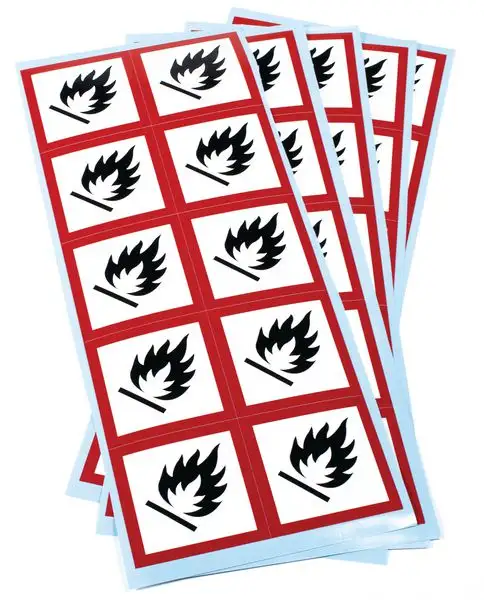 Etiquettes CLP en planche Matières inflammables GHS02