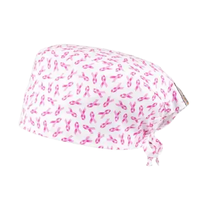 Calot chirurgical à motifs de rubans roses pour cheveux courts ou longs