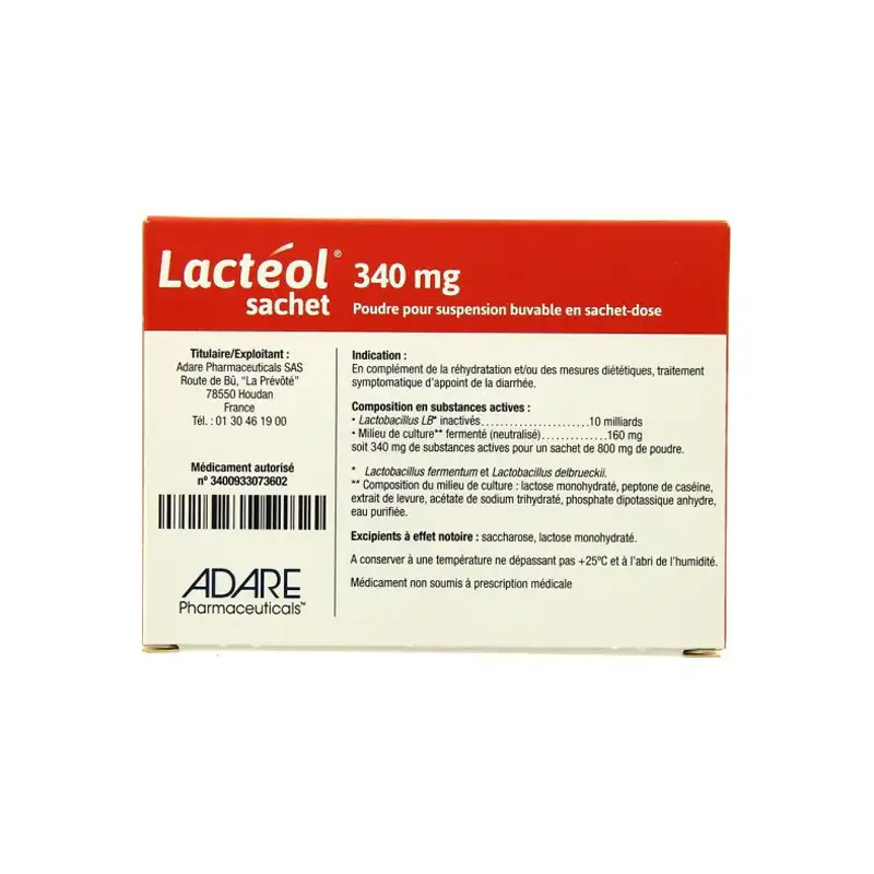 Lactéol 340mg poudre pour suspension buvable en 10 sachets-doses