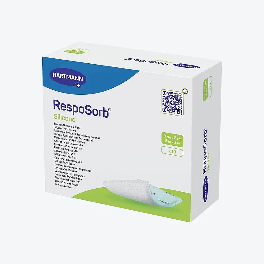 Pansement hydrocellulaire - RespoSorb Silicone - 8 x 8 cm - Par 10 - Hartmann