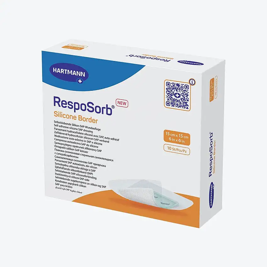 Pansement hydrocellulaire - RespoSorb Silicone Border - 15 x 15 cm - Par 10 - Hartmann