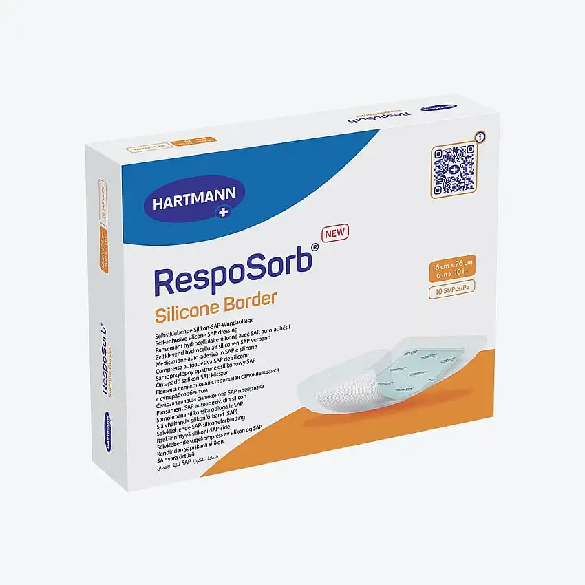 Pansement hydrocellulaire - RespoSorb Silicone Border - 16 x 26 cm - Par 10 - Hartmann