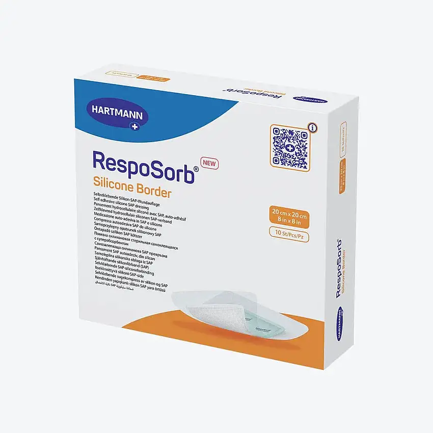 Pansement hydrocellulaire - RespoSorb Silicone Border - 20 x 20 cm - Par 10 - Hartmann