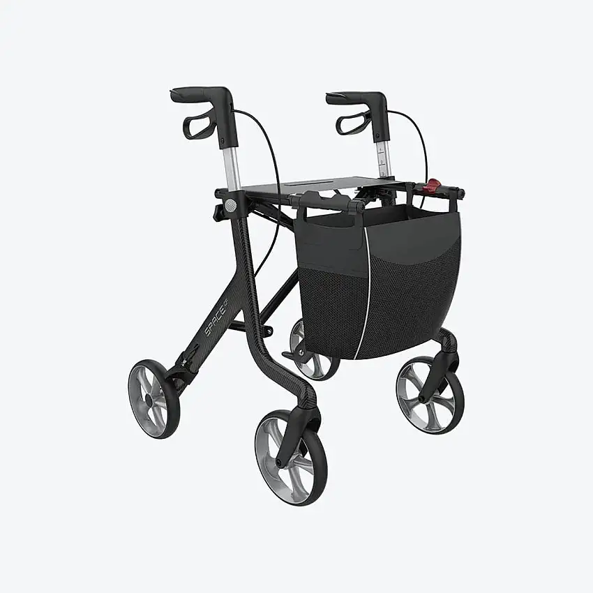 Déambulateur 4 roues - Space CF - Carbone - Noir - Rehasense